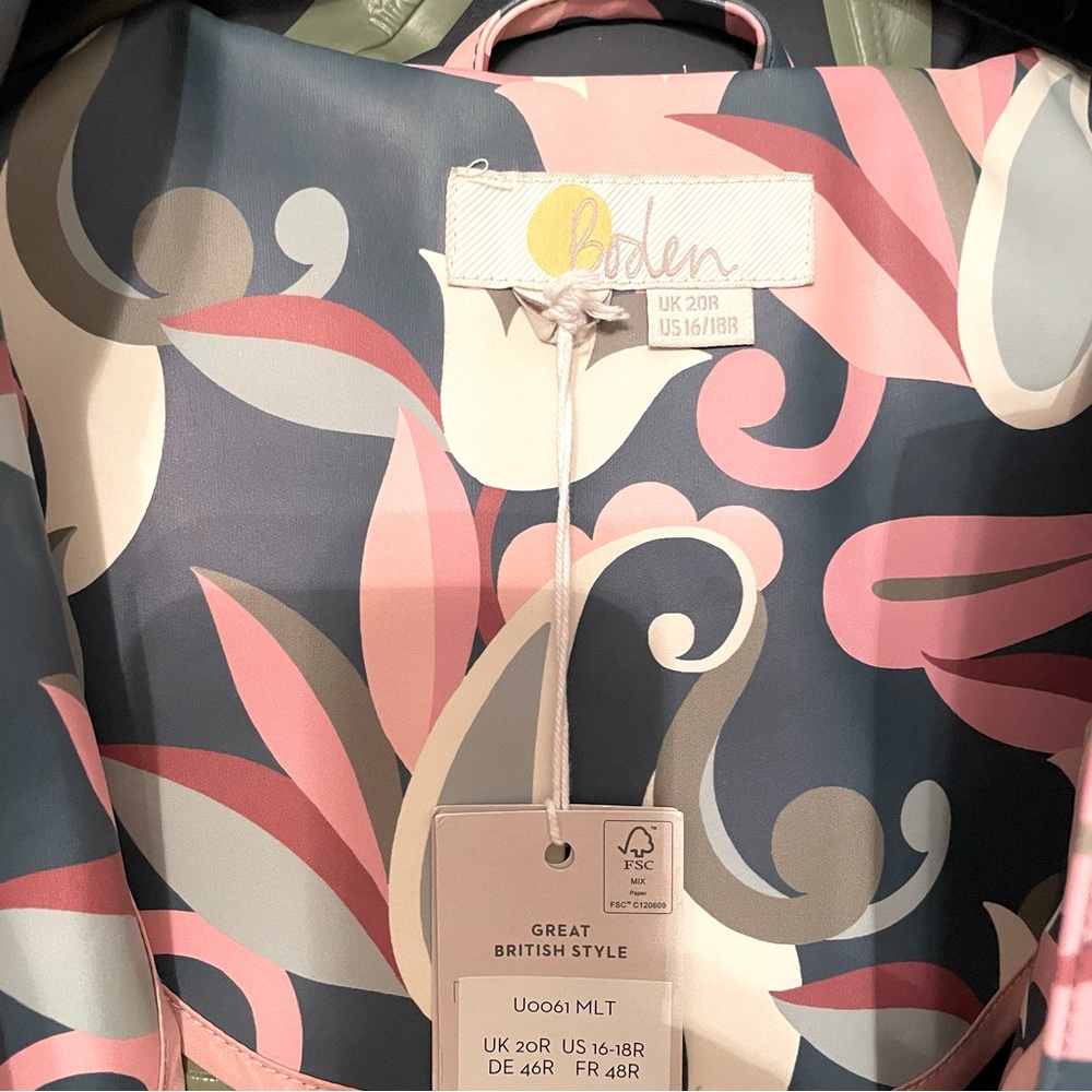 Boden Women Waterproof Longline Raincoat Size US 16-18R - Picture 9 of 9